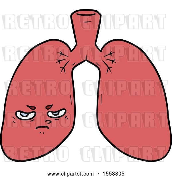 Vector Clip Art of Retro Cartoon Angry Lungs