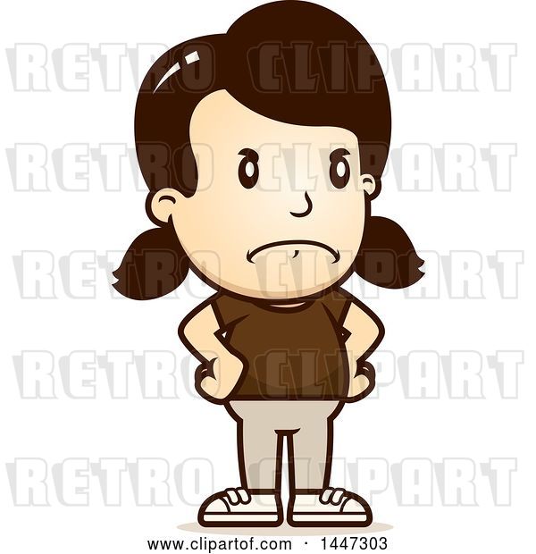 Vector Clip Art of Retro Cartoon Angry White Girl with Hands on Her Hips