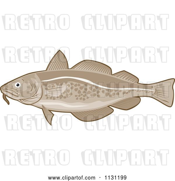 Vector Clip Art of Retro Cartoon Atlantic Cod Fish