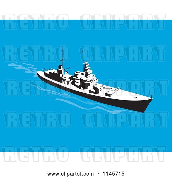 Vector Clip Art of Retro Cartoon Battleship 2