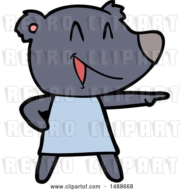 Vector Clip Art of Retro Cartoon Bear in Dress Laughing and Pointing