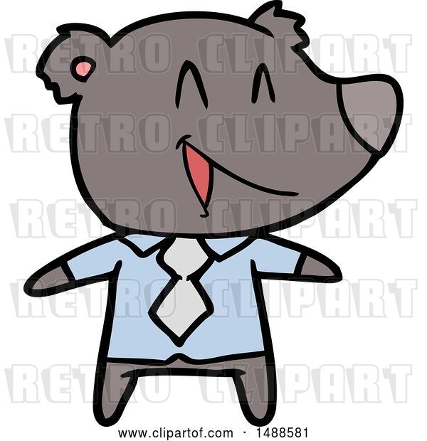 Vector Clip Art of Retro Cartoon Bear in Shirt and Tie