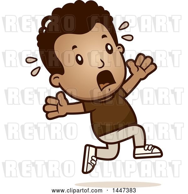 Vector Clip Art of Retro Cartoon Black Boy Running Scared