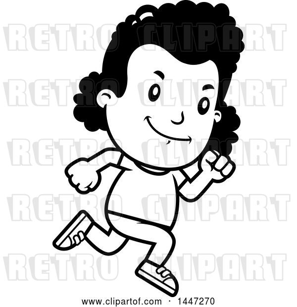 Vector Clip Art of Retro Cartoon Black Girl Running