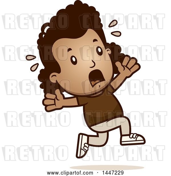 Vector Clip Art of Retro Cartoon Black Girl Running Scared