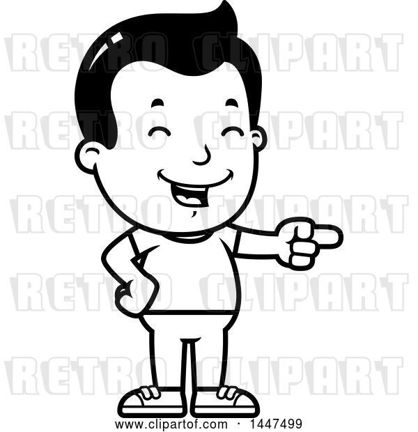 Vector Clip Art of Retro Cartoon Boy Laughing and Pointing