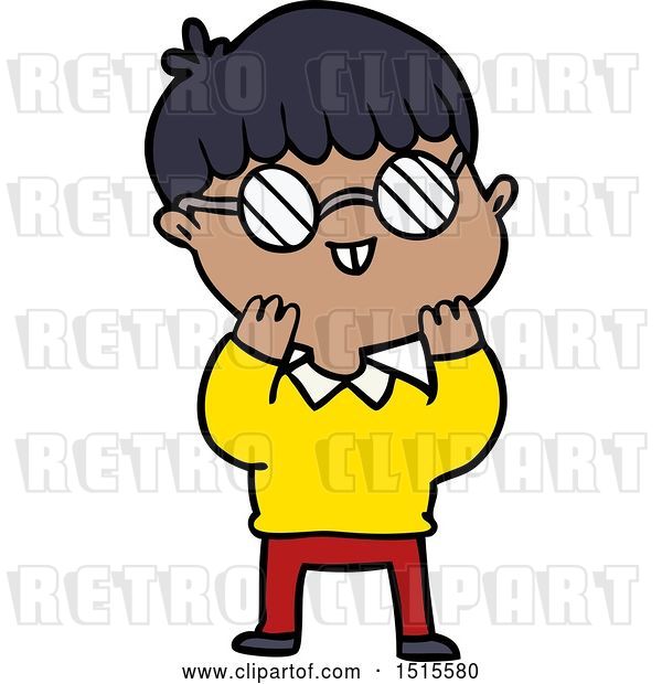 Vector Clip Art of Retro Cartoon Boy Wearing Spectacles