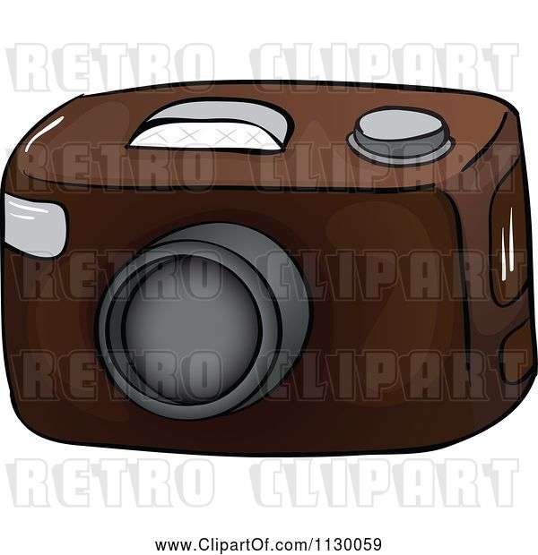 Vector Clip Art of Retro Cartoon Brown Camera