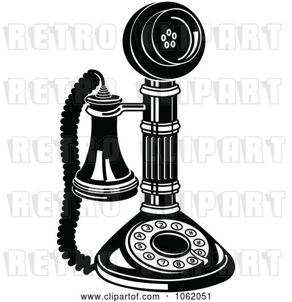 Vector Clip Art of Retro Cartoon Candlestick Phone in