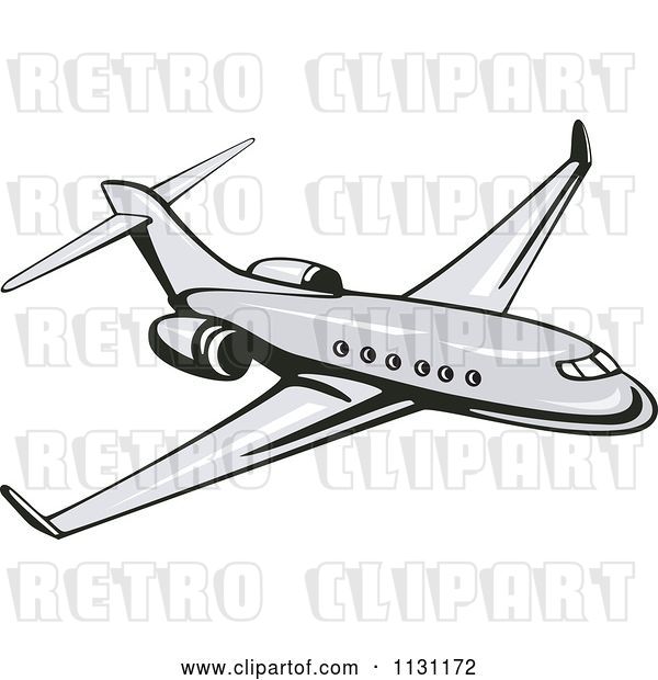 Vector Clip Art of Retro Cartoon Commercial Airliner Plane