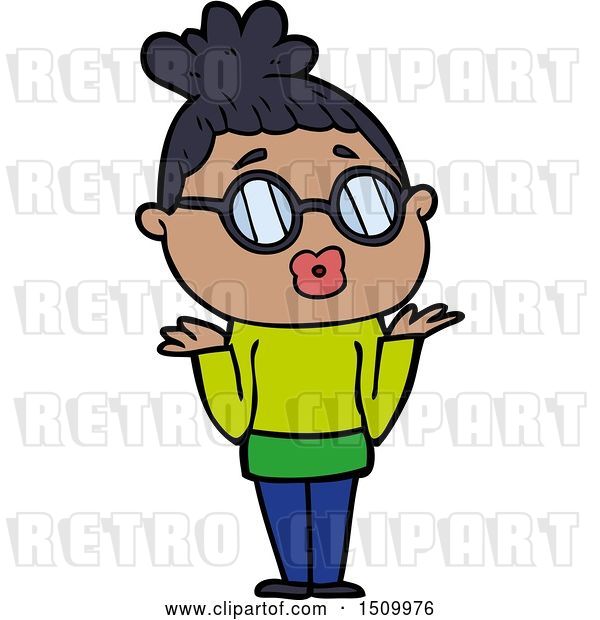 Vector Clip Art of Retro Cartoon Confused Lady Wearing Spectacles