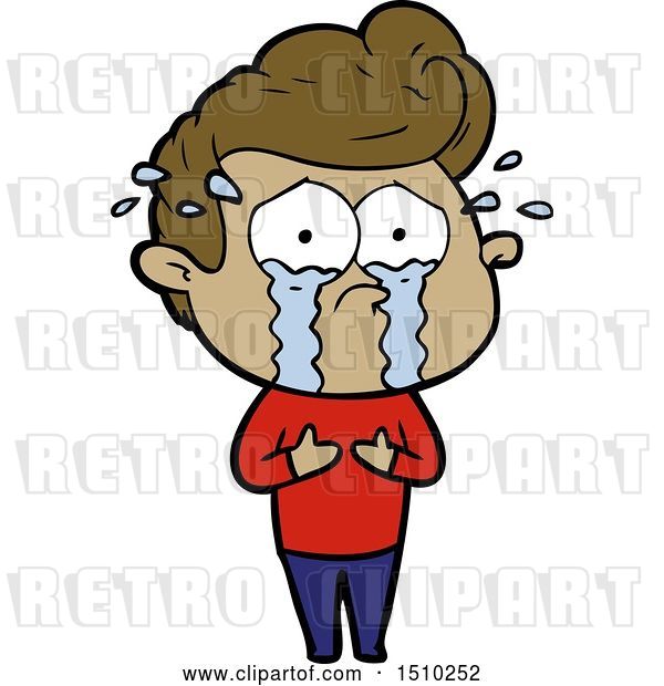Vector Clip Art of Retro Cartoon Crying Guy by lineartestpilot - #46278