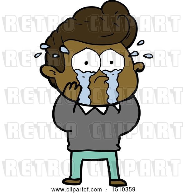 Vector Clip Art of Retro Cartoon Crying Guy by lineartestpilot - #46368
