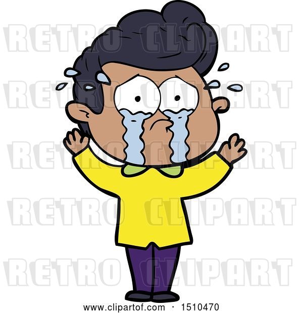 Vector Clip Art of Retro Cartoon Crying Guy by lineartestpilot - #46467