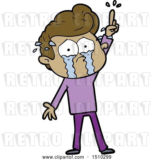 Vector Clip Art of Retro Cartoon Crying Guy Trying to Ask a Question