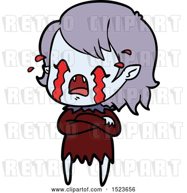 Vector Clip Art of Retro Cartoon Crying Vampire Girl