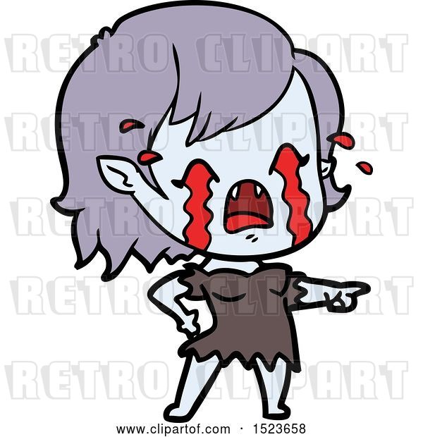 Vector Clip Art of Retro Cartoon Crying Vampire Girl