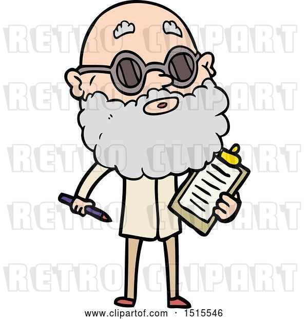 Vector Clip Art of Retro Cartoon Curious Guy with Beard and Sunglasses