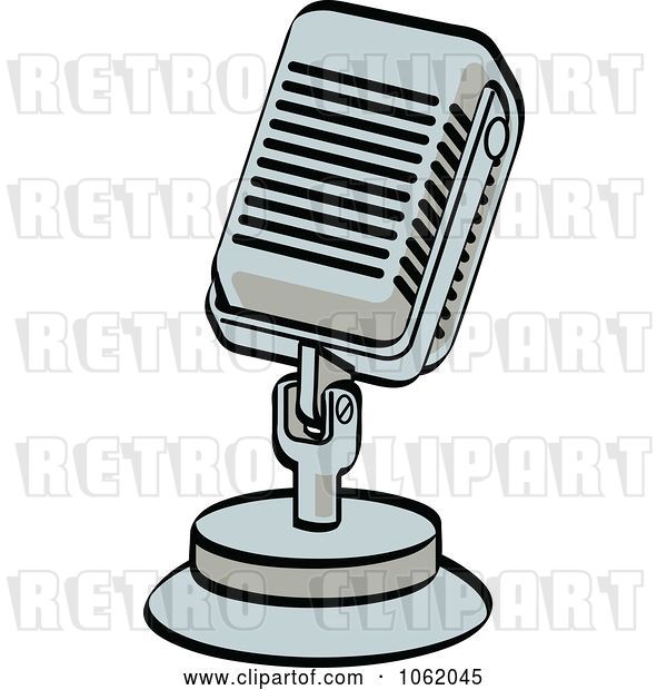 Vector Clip Art of Retro Cartoon Desk Microphone