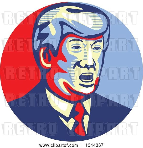 Vector Clip Art of Retro Cartoon Donald Trump Stencil Portrait