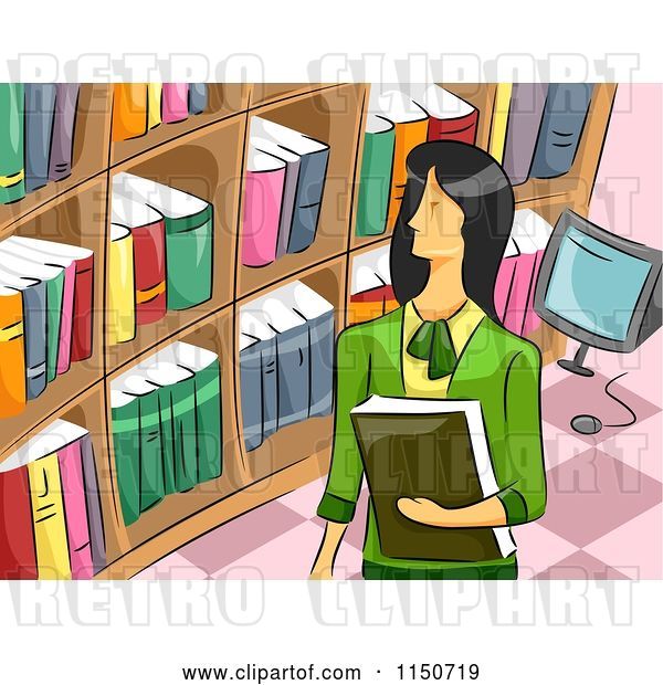 Vector Clip Art of Retro Cartoon Female Librarian