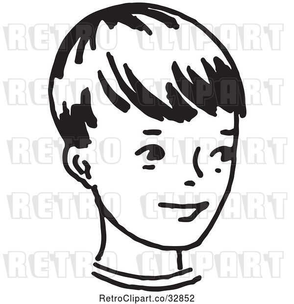 Vector Clip Art of Retro Cartoon Happy Boy