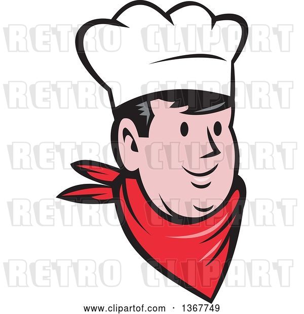 Vector Clip Art of Retro Cartoon Happy Male Chef or Baker Face