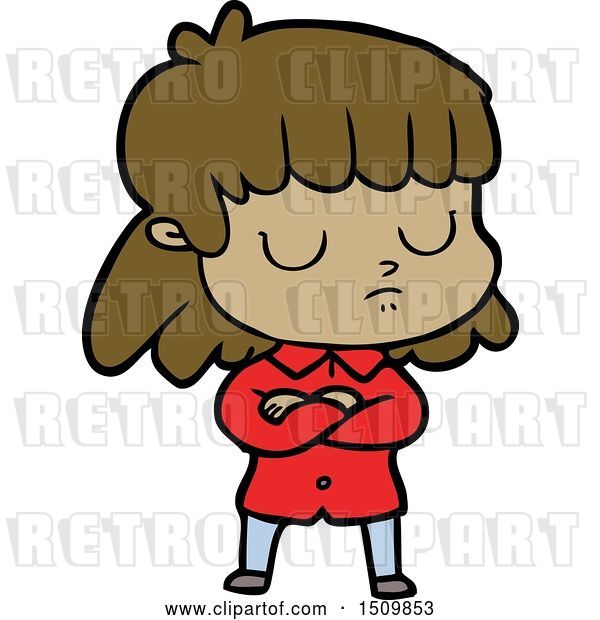 Vector Clip Art of Retro Cartoon Indifferent Lady Folding Arms