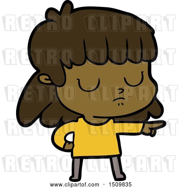 Vector Clip Art of Retro Cartoon Indifferent Lady;pointing