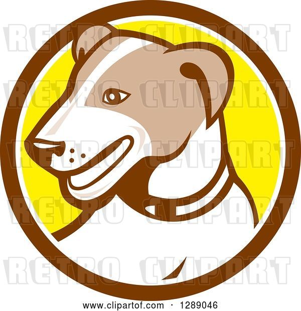 Vector Clip Art of Retro Cartoon Jack Russell Terrier Dog in a Brown White and Yellow Circle