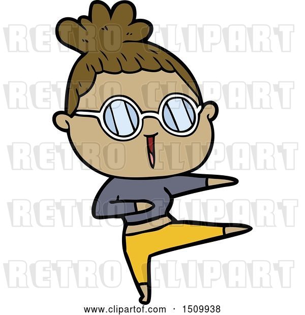 Vector Clip Art of Retro Cartoon Lady Wearing Spectacles