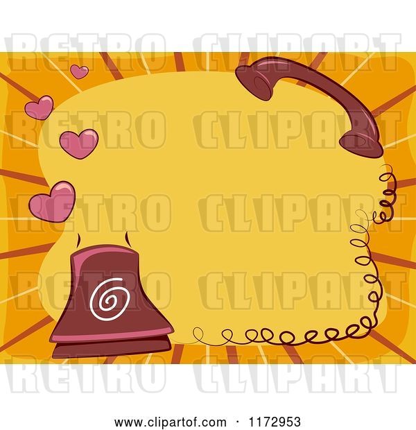 Vector Clip Art of Retro Cartoon Landline Telephone with Hearts and Copyspace