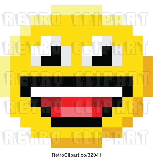 Vector Clip Art of Retro Cartoon Laughing 8 Bit Video Game Style Emoji Smiley Face