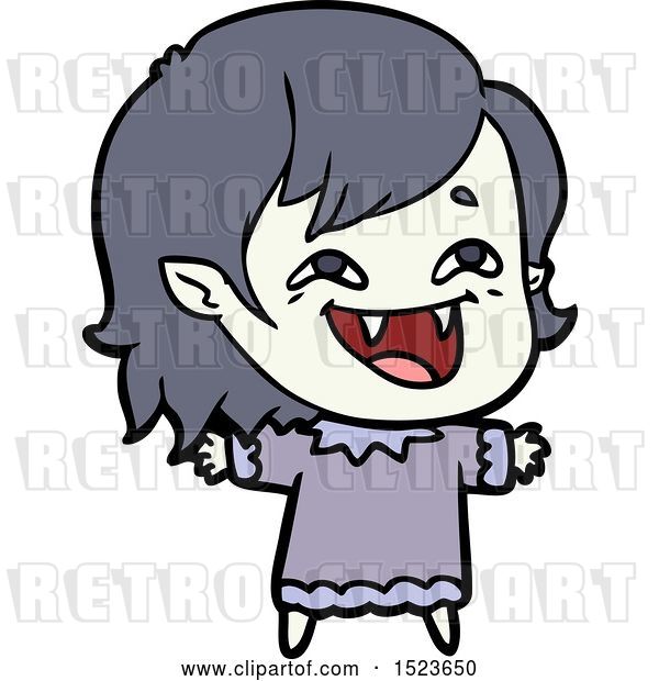 Vector Clip Art of Retro Cartoon Laughing Vampire Girl