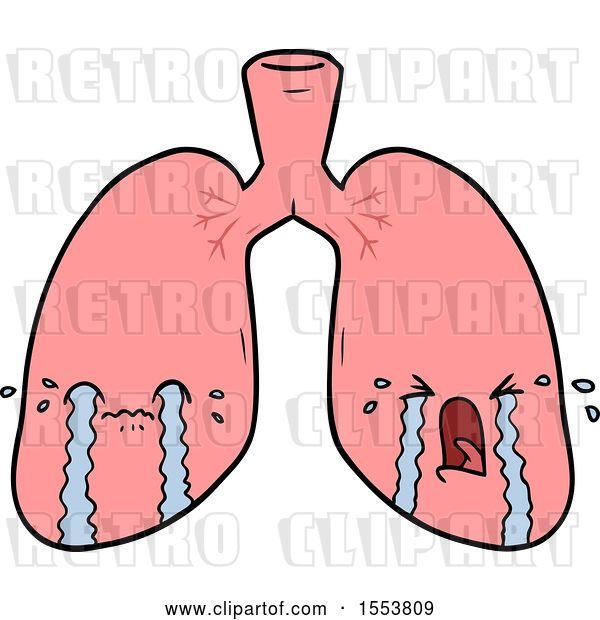 Vector Clip Art of Retro Cartoon Lungs Crying