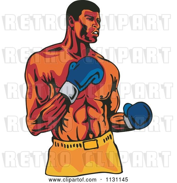 Vector Clip Art of Retro Cartoon Male Athlete Boxer Guy