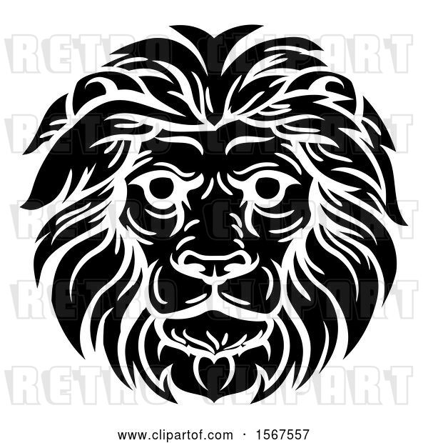 Vector Clip Art of Retro Cartoon Male Lion Head