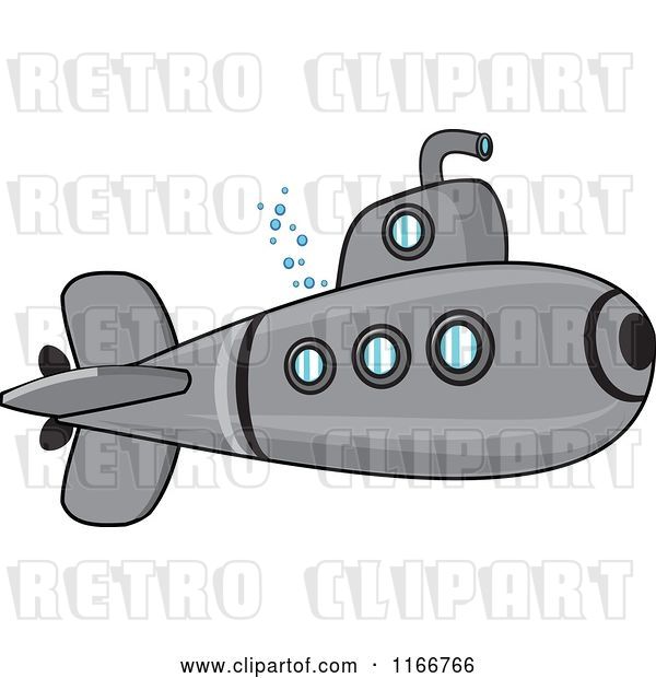 Vector Clip Art of Retro Cartoon Metal Submarine