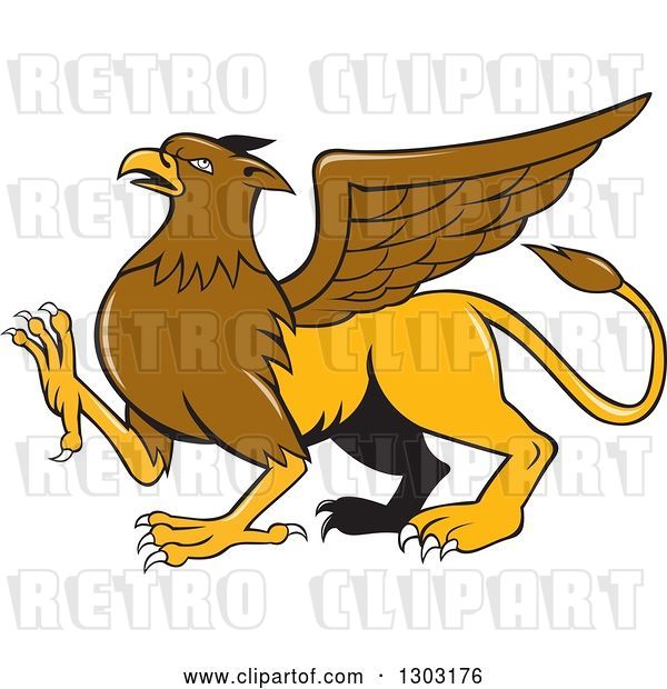 Vector Clip Art of Retro Cartoon Mythical Griffin Creature Walking