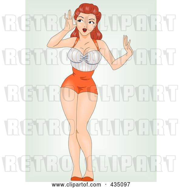 Vector Clip Art of Retro Cartoon Pinup Lady with a Snooping Expression