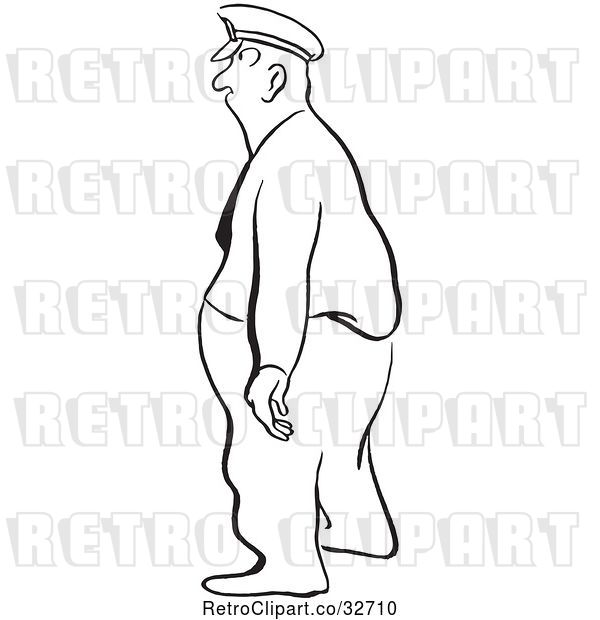 Vector Clip Art of Retro Cartoon Police Guy or Guard Facing Left
