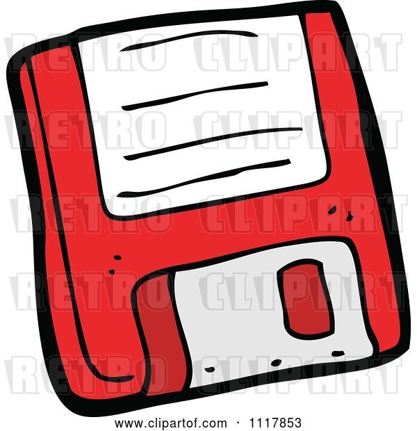 Vector Clip Art of Retro Cartoon Red Computer Floppy Disk 1