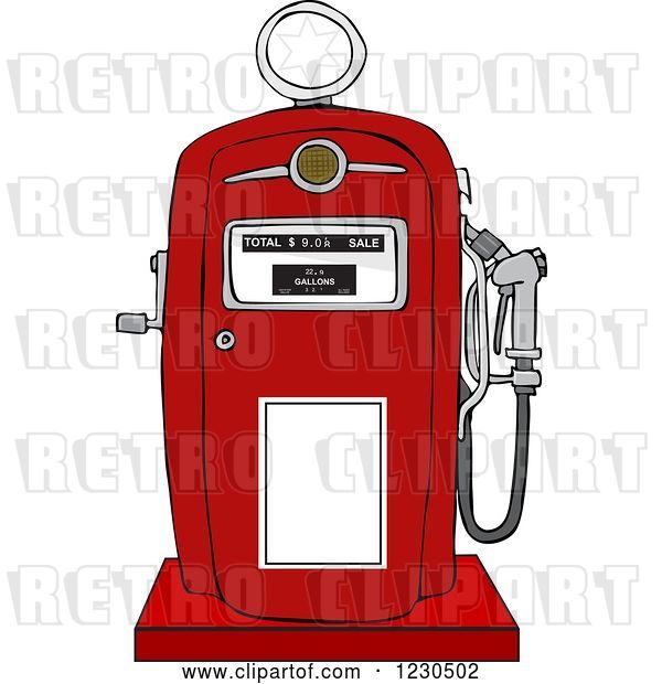 Vector Clip Art of Retro Cartoon Red Gas Pump