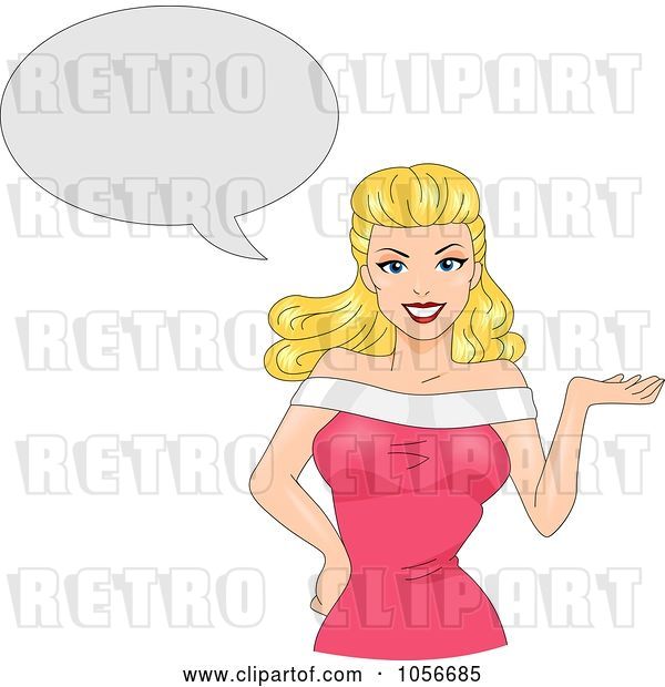 Vector Clip Art of Retro Cartoon Sexy Blond Bombshell with a Thought Balloon