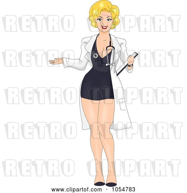 Vector Clip Art of Retro Cartoon Sexy Female Doctor Pinup