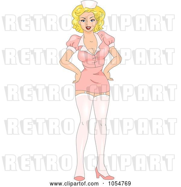 Vector Clip Art of Retro Cartoon Sexy Nurse Pinup