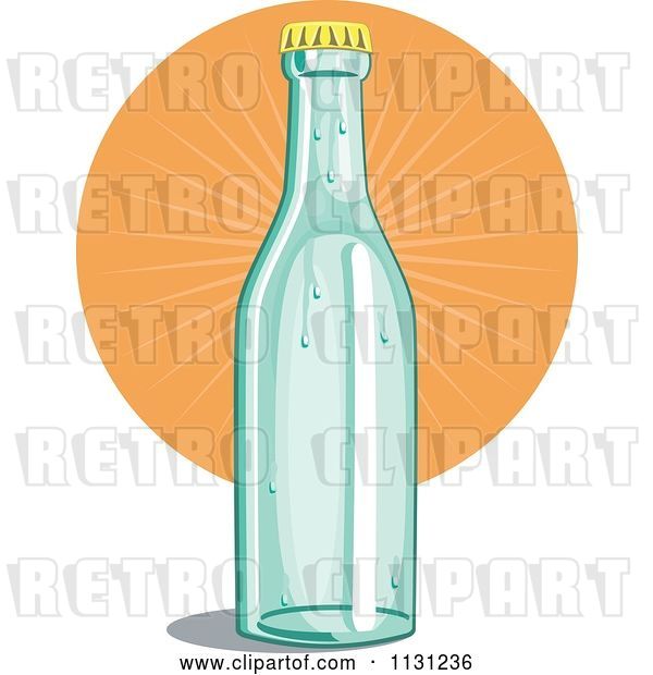 Vector Clip Art of Retro Cartoon Soda Bottle and Orange Burst