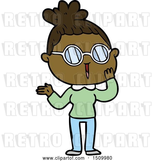 Vector Clip Art of Retro Cartoon Surprised Lady Wearing Spectacles