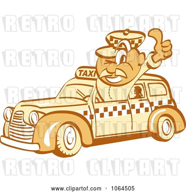 Vector Clip Art of Retro Cartoon Thumbs up Taxi Driver Guy