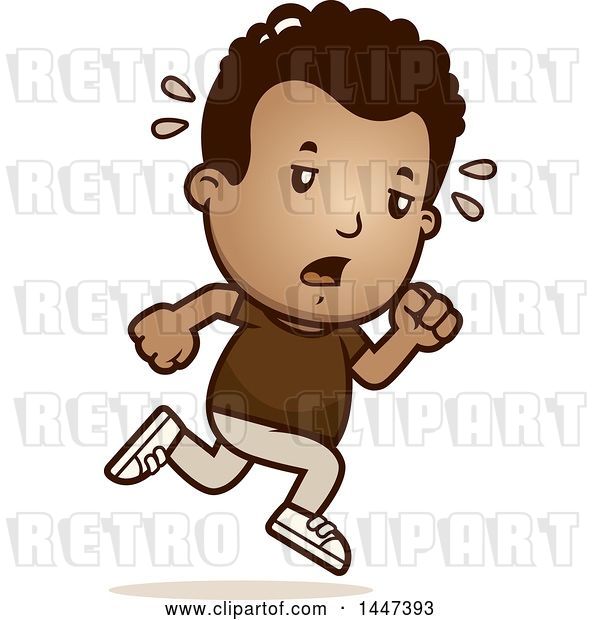 Vector Clip Art of Retro Cartoon Tired Black Boy Running